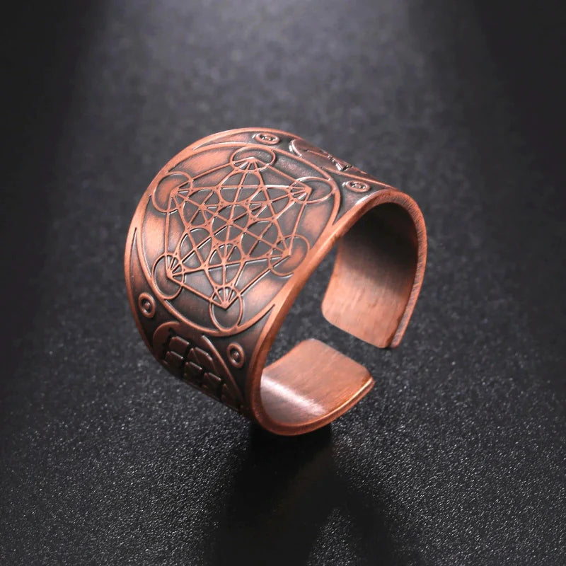 Men's Ring Metatron's Cube Rose Gold
