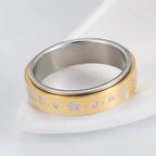 Patterned Band Anti-Stress Spinner Ring for Men or Women gold