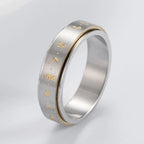 Patterned Band Anti-Stress Spinner Ring for Men or Women silver
