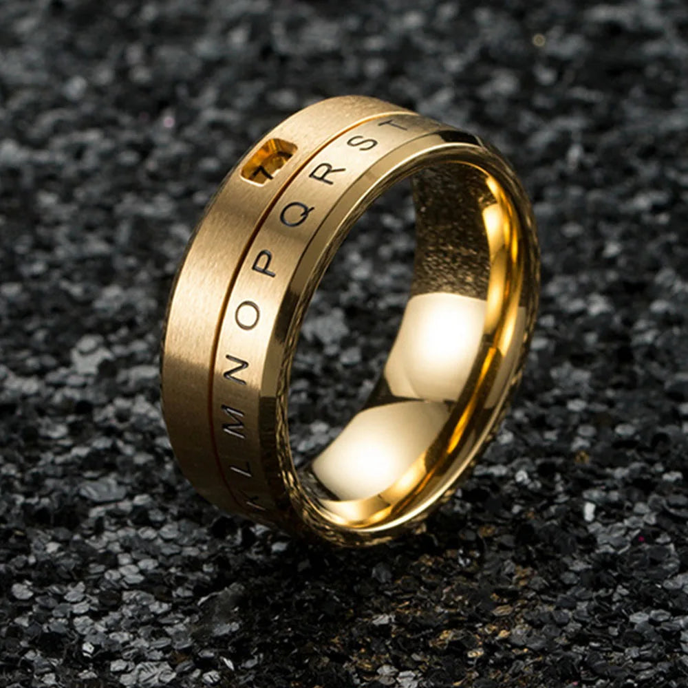 Spinning Anti-Stress Letter Band Ring gold
