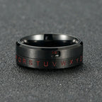 Spinning Anti-Stress Letter Band Ring black