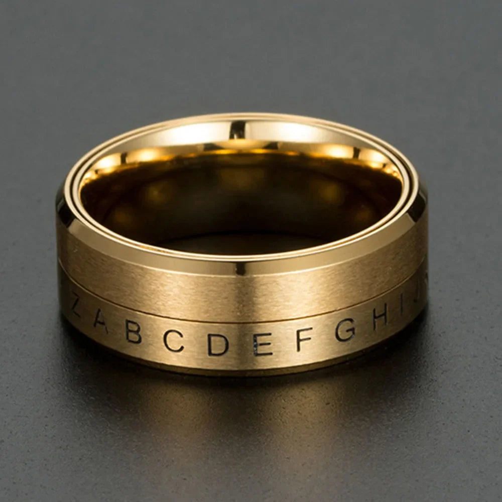 Spinning Anti-Stress Letter Band Ring gold