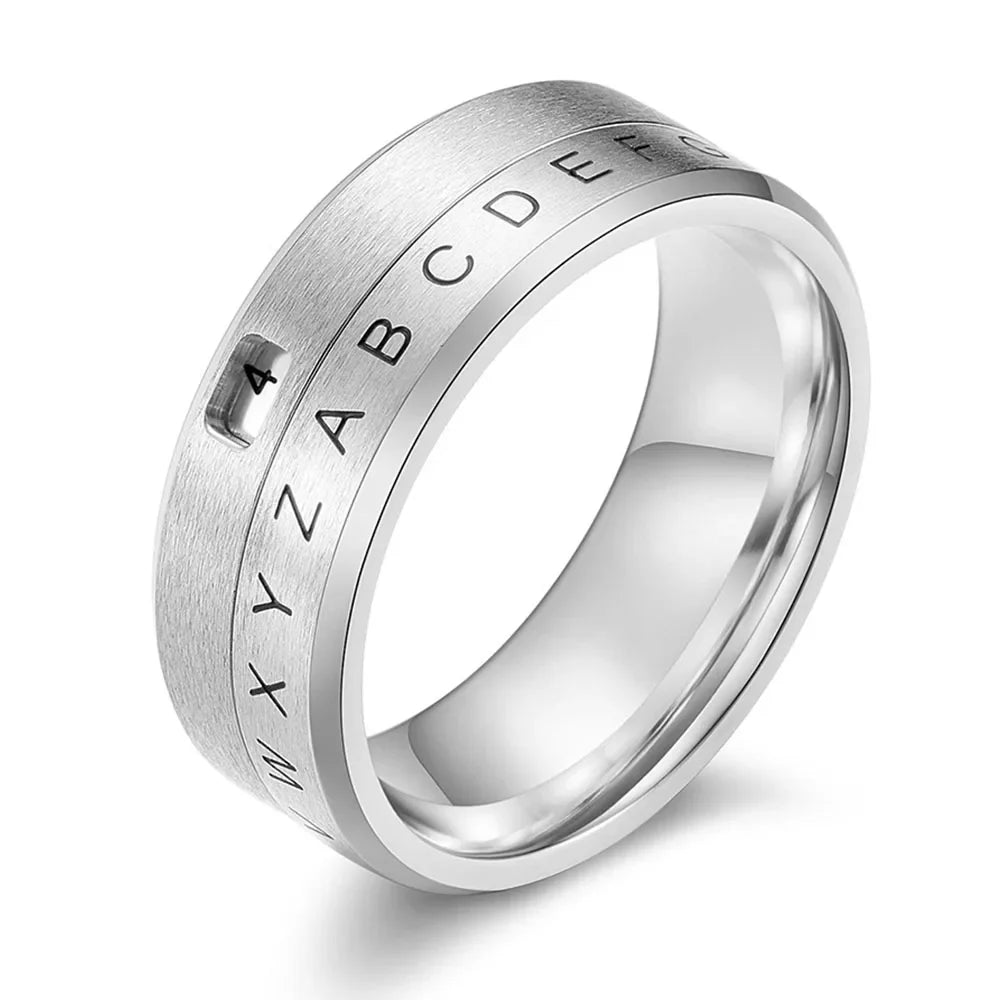 Spinning Anti-Stress Letter Band Ring silver