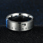 Spinning Anti-Stress Letter Band Ring silver