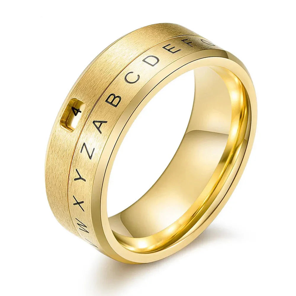 Spinning Anti-Stress Letter Band Ring gold