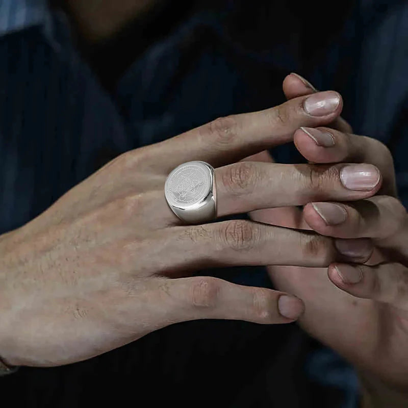 Black Ring Metatron's Cube silver