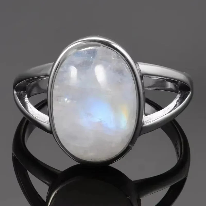 Oval Band Ring for Women Moonstone