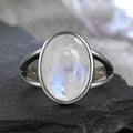 Oval Band Ring for Women Moonstone