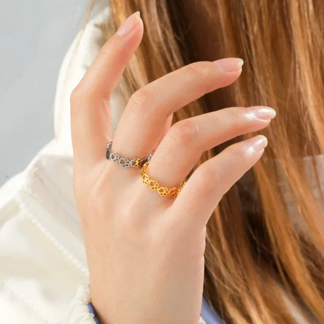 Gold and Silver Paw Band Ring