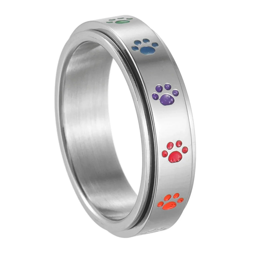 Spinning Anti-Stress Ring with Hearts or Paws paws