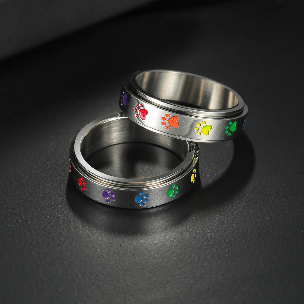 Spinning Anti-Stress Ring with Hearts or Paws heart