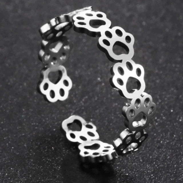 Silver Paw Band Ring