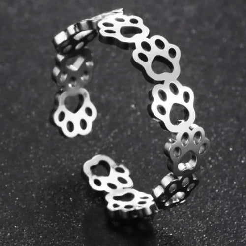 Silver Paw Band Ring