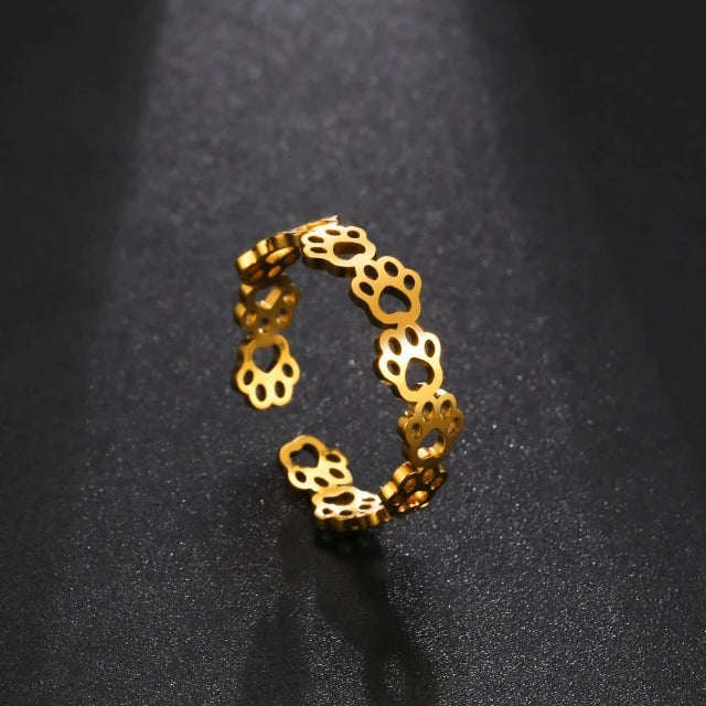 Gold Paw Band Ring