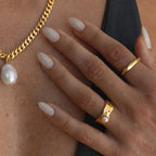 Women's Band Ring with Pearl