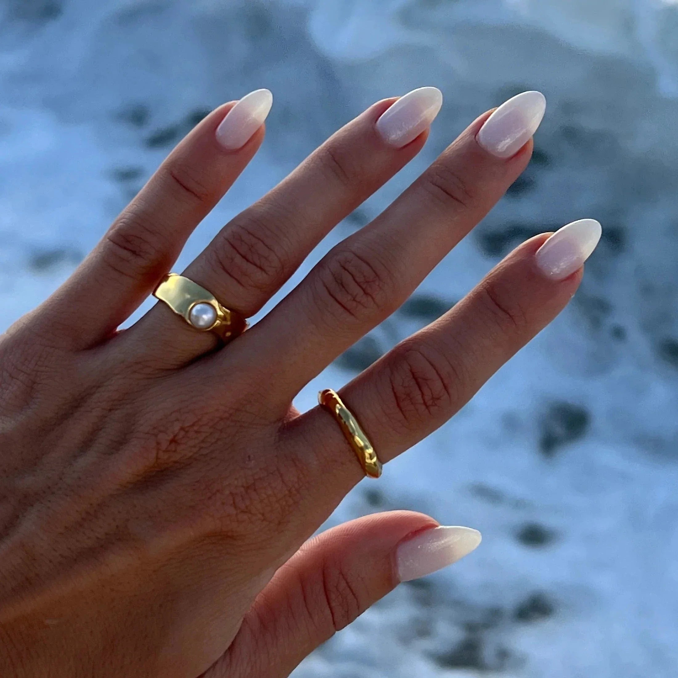 Women's Band Ring with Pearl