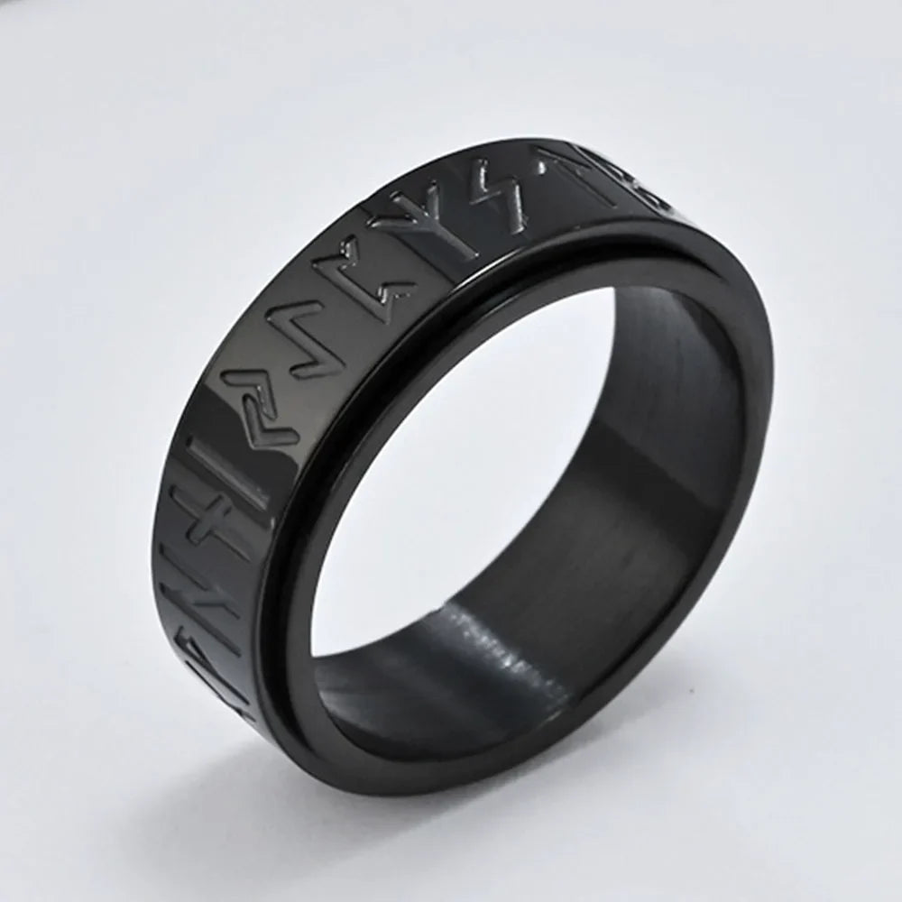 Viking Men's Spinner Anti-Stress Band Ring black