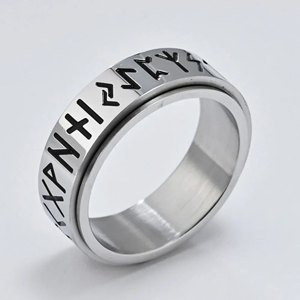 Viking Men's Spinner Anti-Stress Band Ring silver
