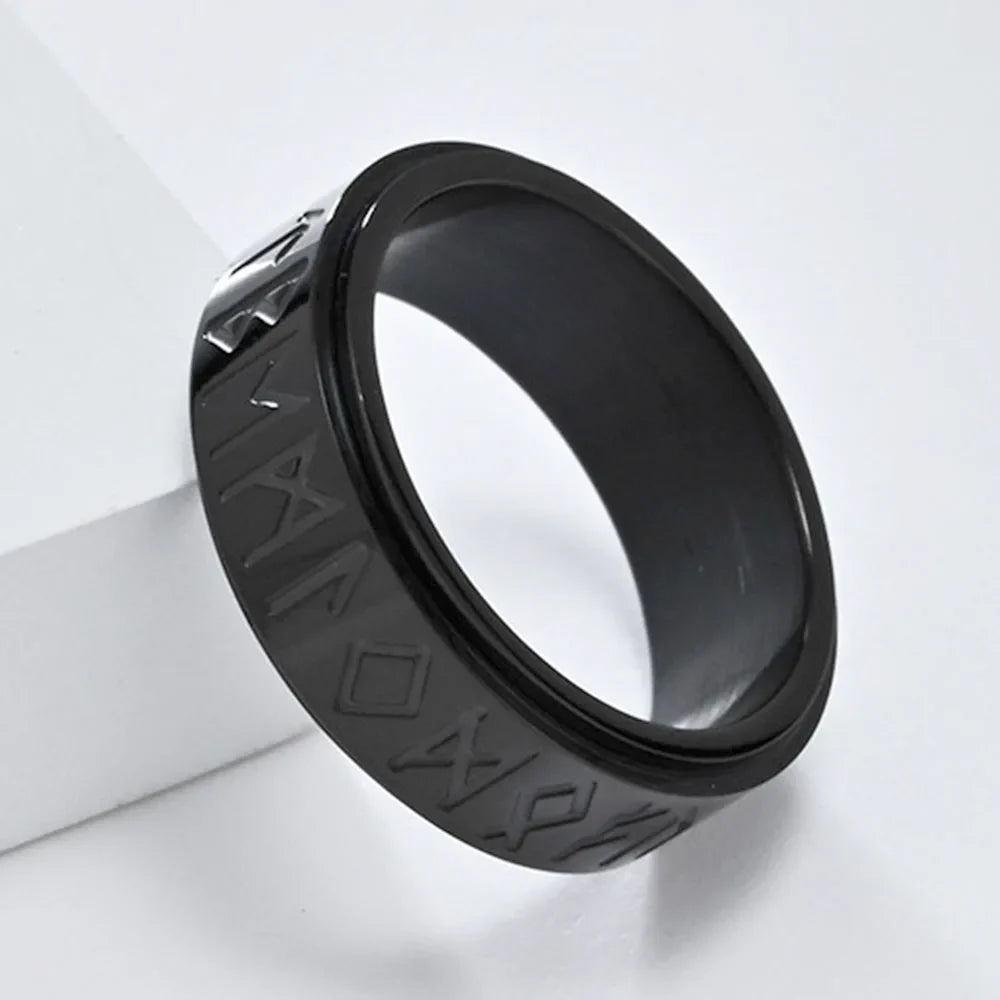 Viking Men's Spinner Anti-Stress Band Ring black