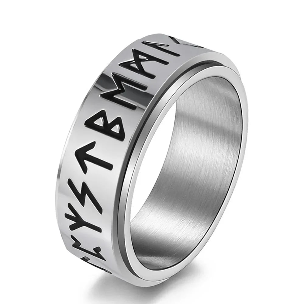 Viking Men's Spinner Anti-Stress Band Ring silver