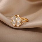 Anti-Stress Ring Rotating Four-Leaf Clover Gold