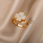 Anti-Stress Ring Rotating Four-Leaf Clover Gold