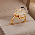 Anti-Stress Ring Rotating Four-Leaf Clover Gold
