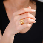 Women's Tree of Life Ring Heart Signet Ring Gold