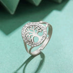 Life Tree Zircon Women's Ring Silver