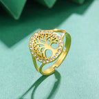 Life Tree Zircon Women's Ring Gold