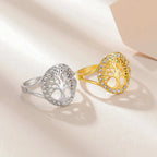 Life Tree Zircon Women's Ring Silver