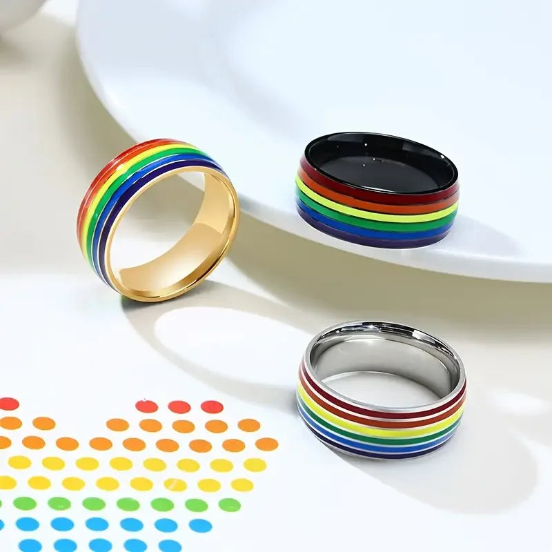 Men's gold rainbow ring