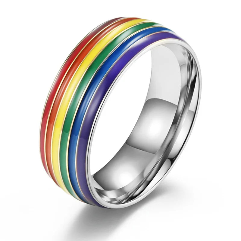 Men's silver rainbow ring