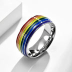 Men's silver rainbow ring