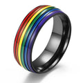 Men's black rainbow ring