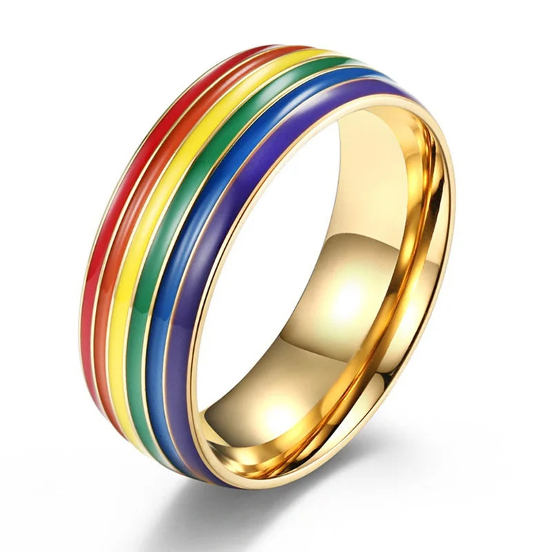 Men's gold rainbow ring