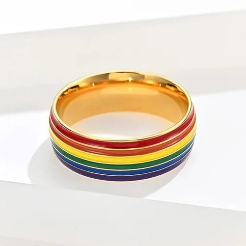 Men's gold rainbow ring