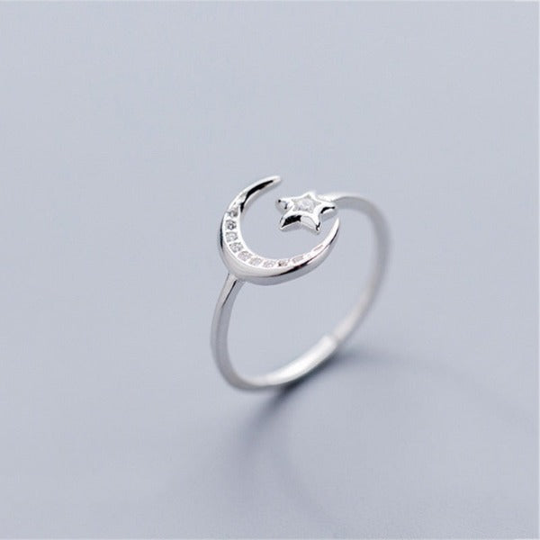 Moon and Stars Celestial Ring for Women 
