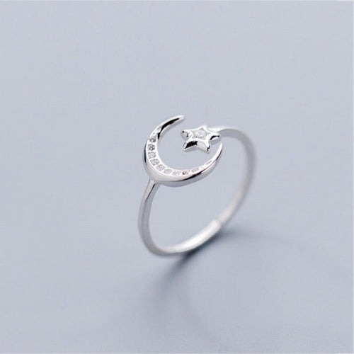 Moon and Stars Celestial Ring for Women 