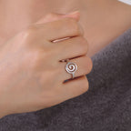 Spiral design ring for women silver round