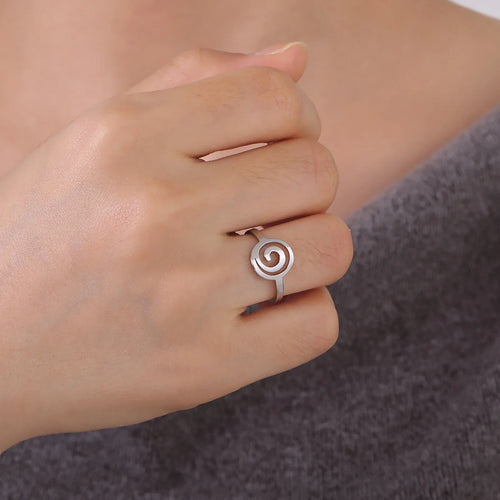 Spiral design ring for women silver round