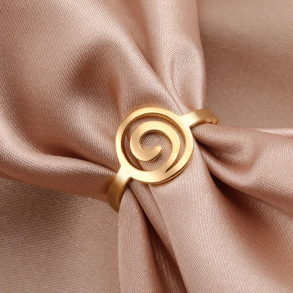 Spiral design ring for women gold round