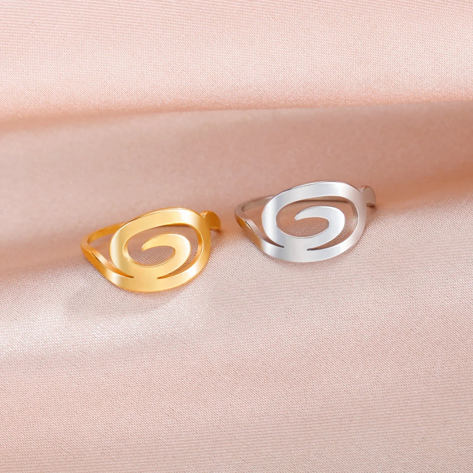 Spiral design ring for women gold