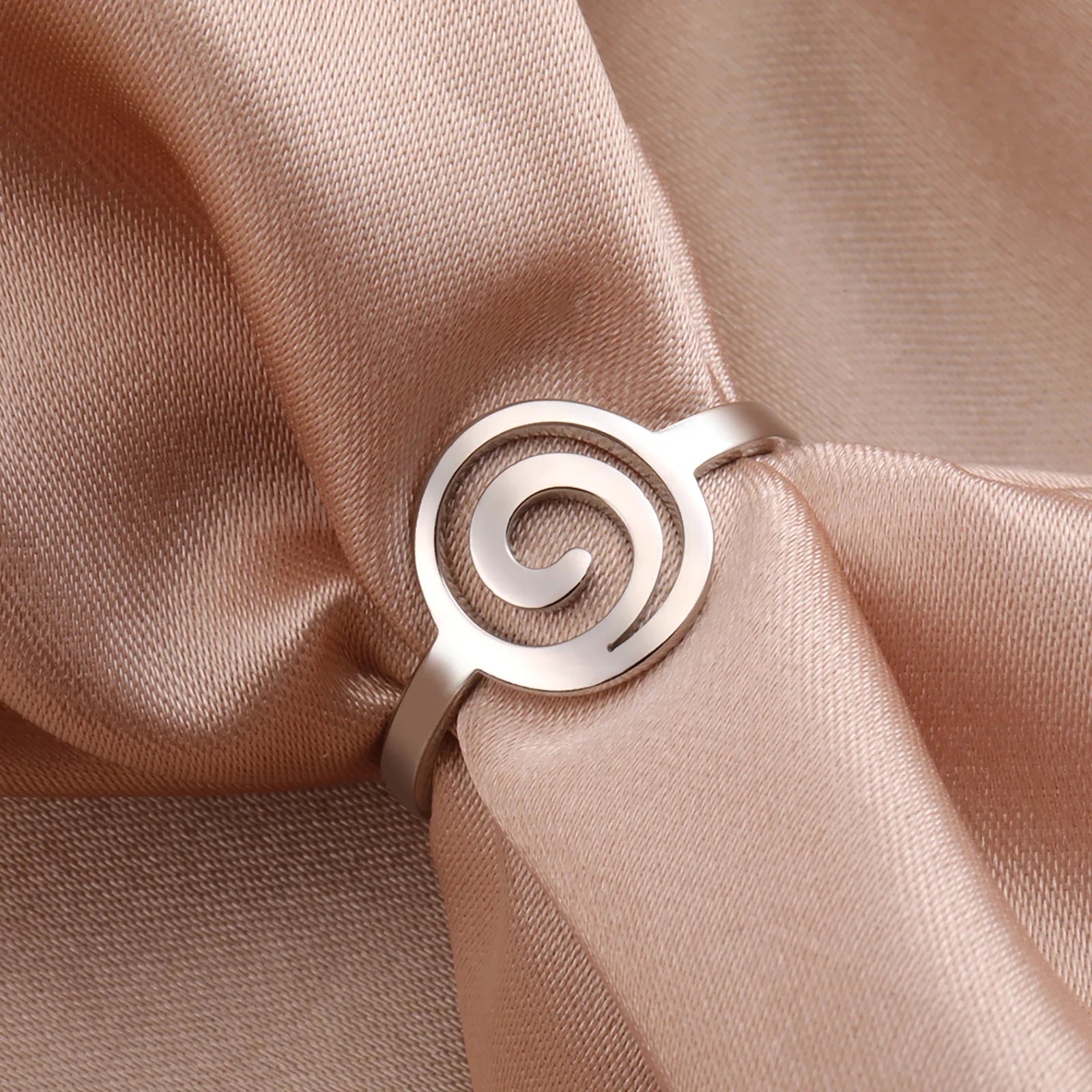 Spiral design ring for women silver round