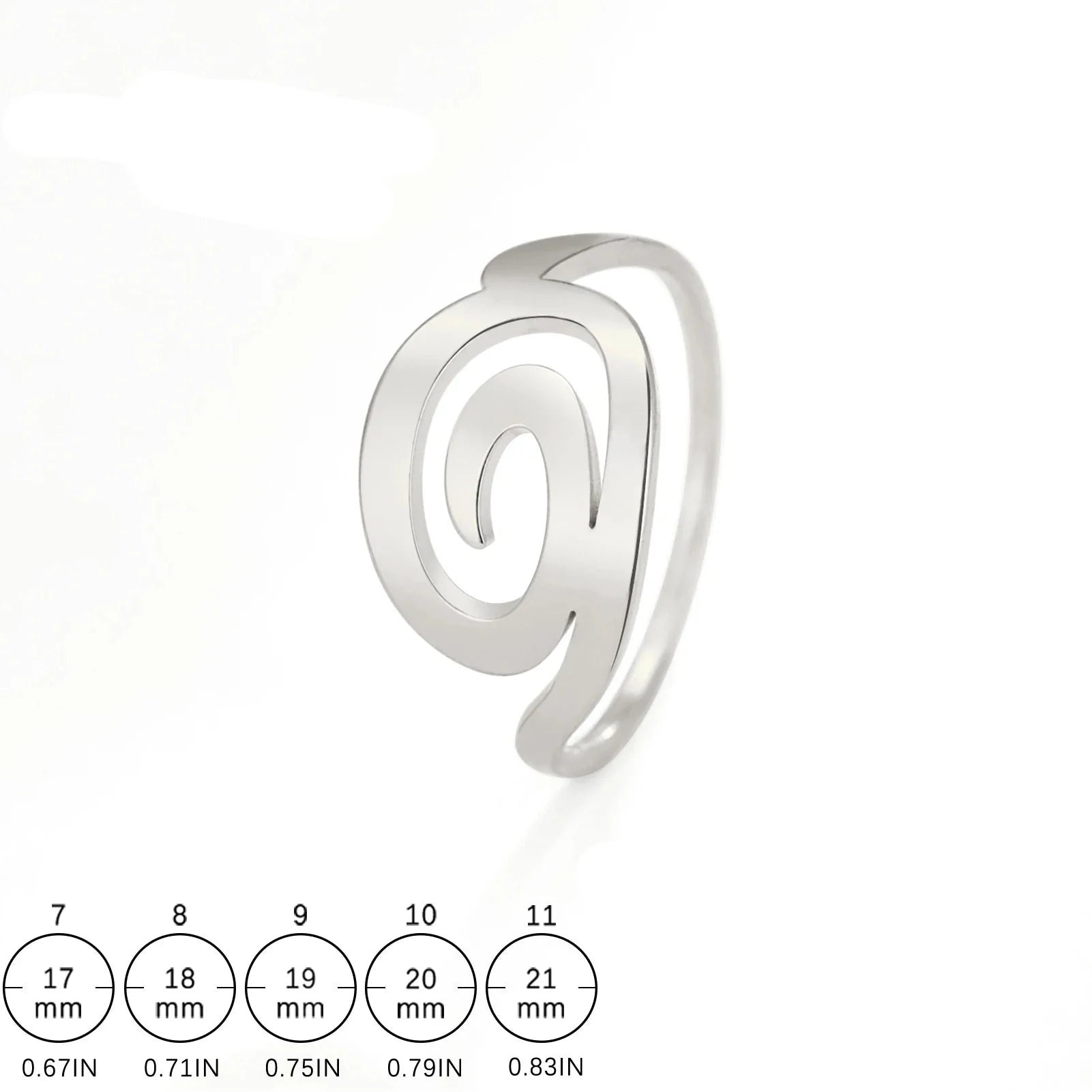 Spiral design ring for women silver