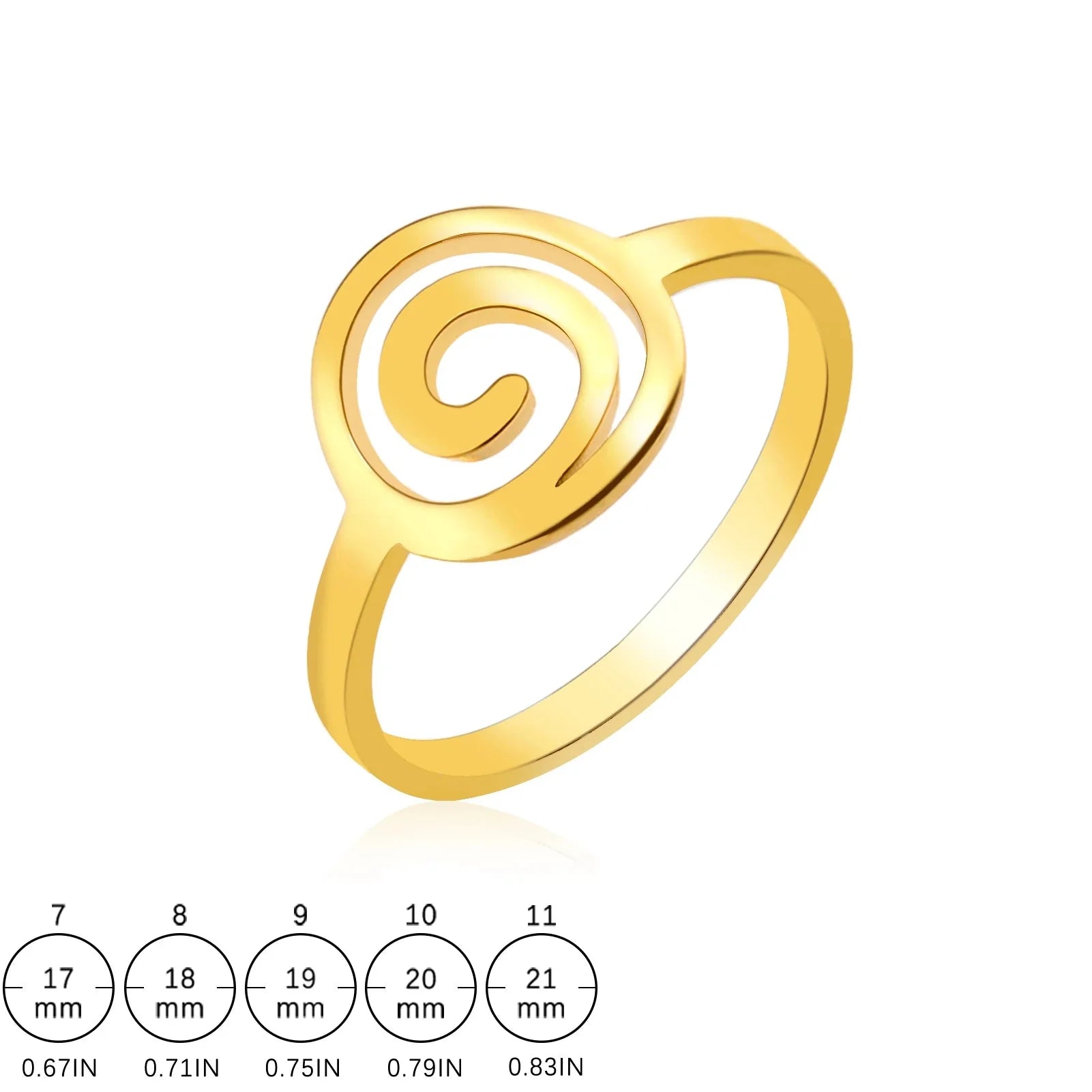 Spiral design ring for women gold round