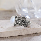Ring with Floral Band Moonstone