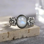 Ring with Floral Band Moonstone