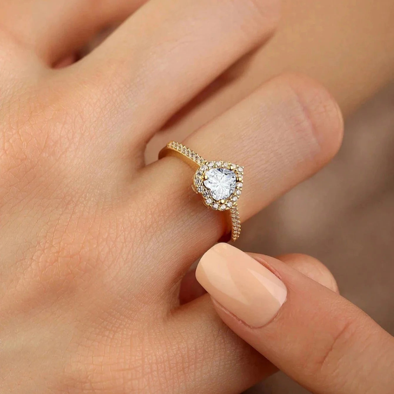 Ring with Heart and white Zircon and silver