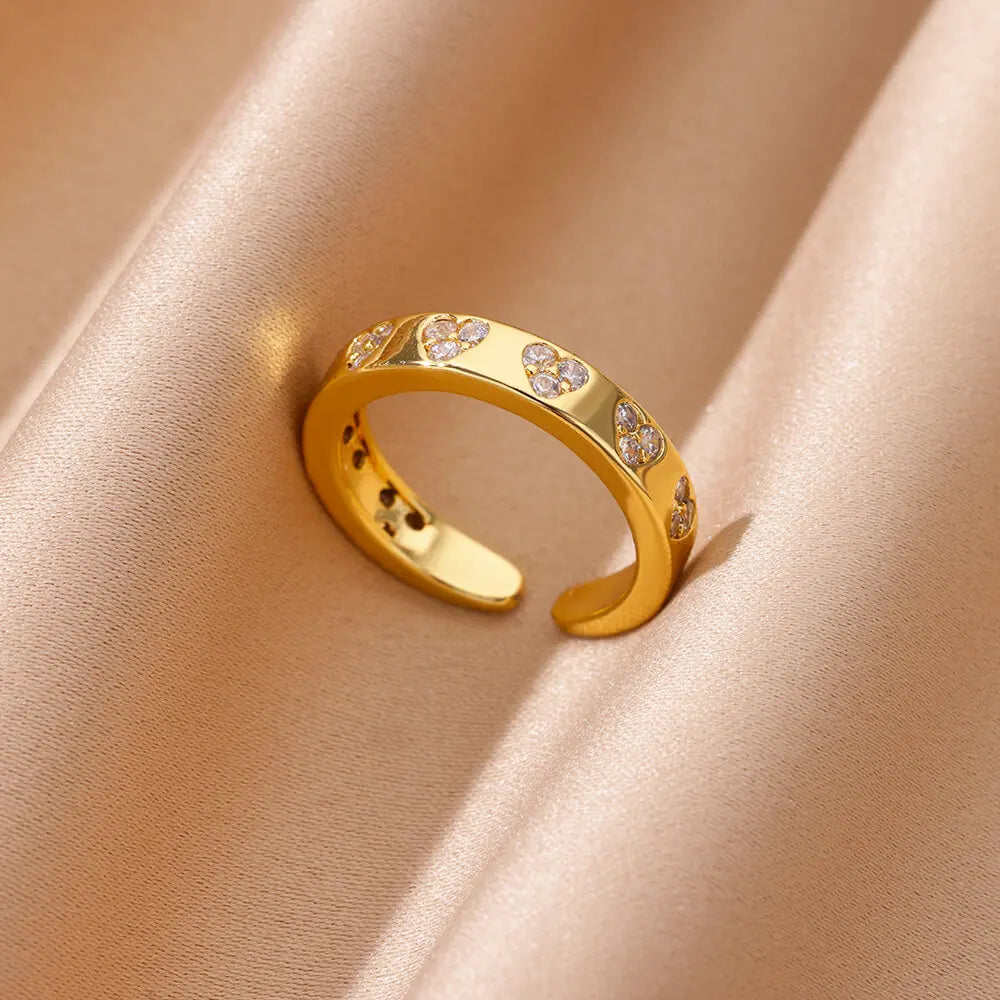 Ring with Zircon Hearts B